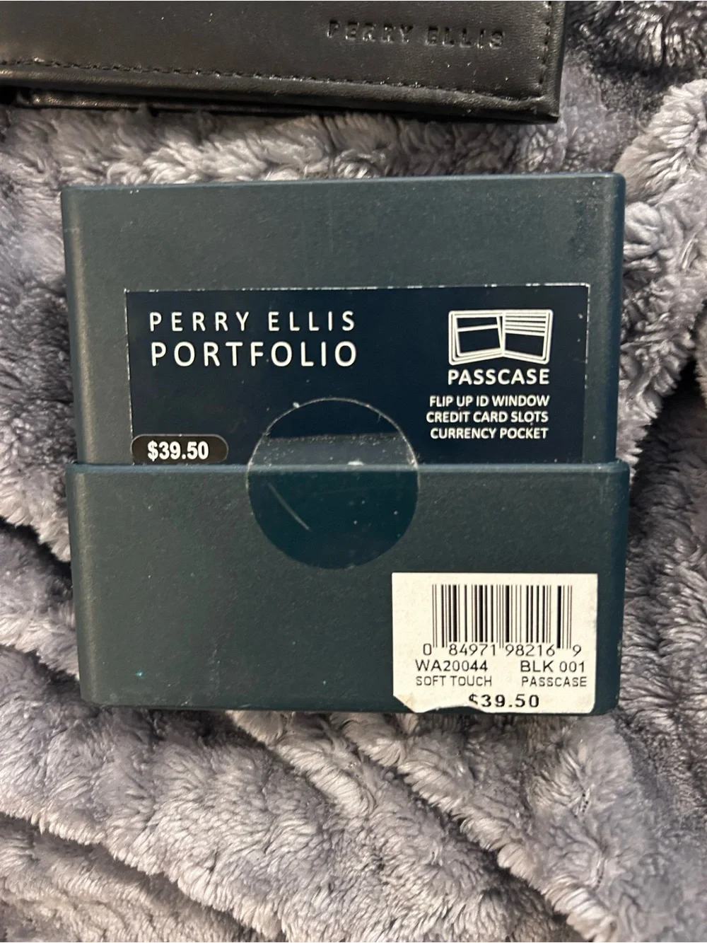 New Perry Ellis Men’s Black Soft Touch Portfolio Wallet